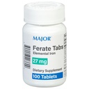 Major 27 mg Ferate Tabs - Eisen Gluconate Elemental Eisen Nahrungsergänzung - 100 Count (1 Pack)