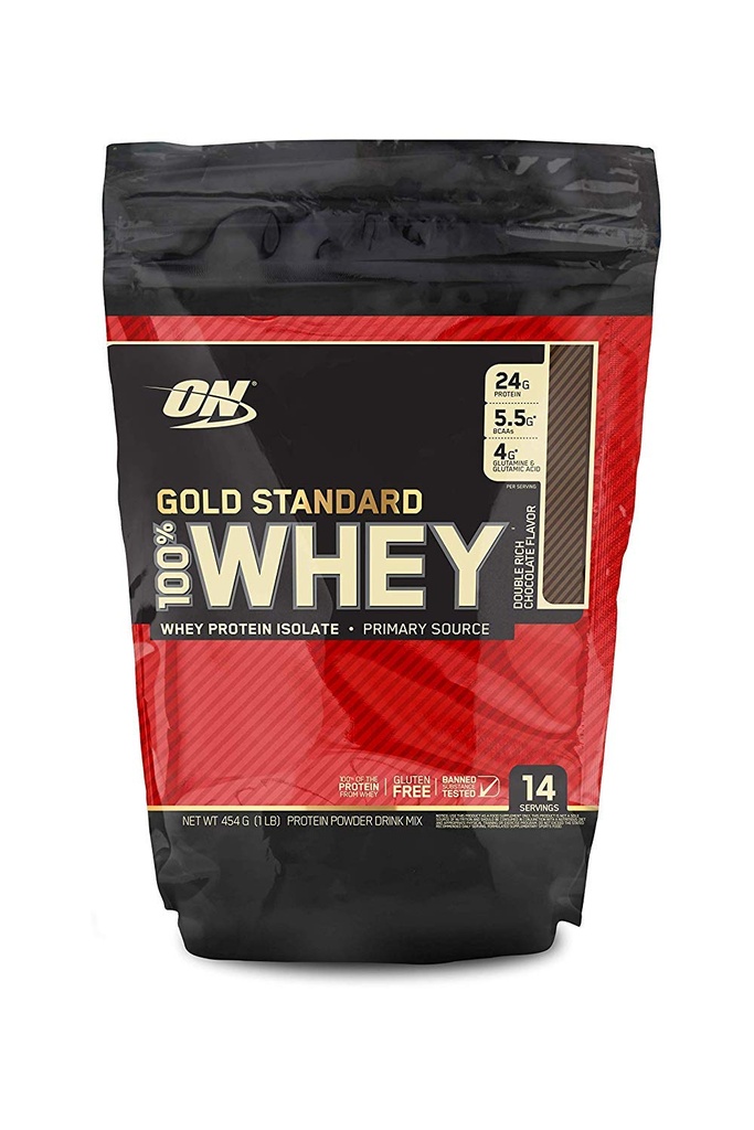 Optimum Nutrition Gold Standard 100% Whey Protein Pulver, Doppelreiche Schokolade, 1 Pfund