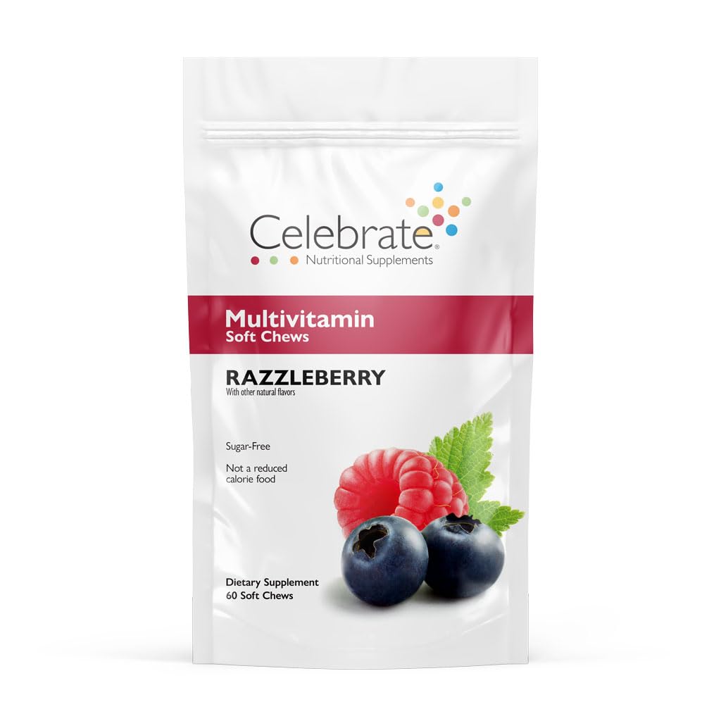 Celebrare Vitamine Bariatric Multivitamin Soft Chews - Vitamine essenziali & Minerali, Zucchero & Gluten Free - Gastric Bypass & Manica Gastrectomy Supplement - Berry (60ct)