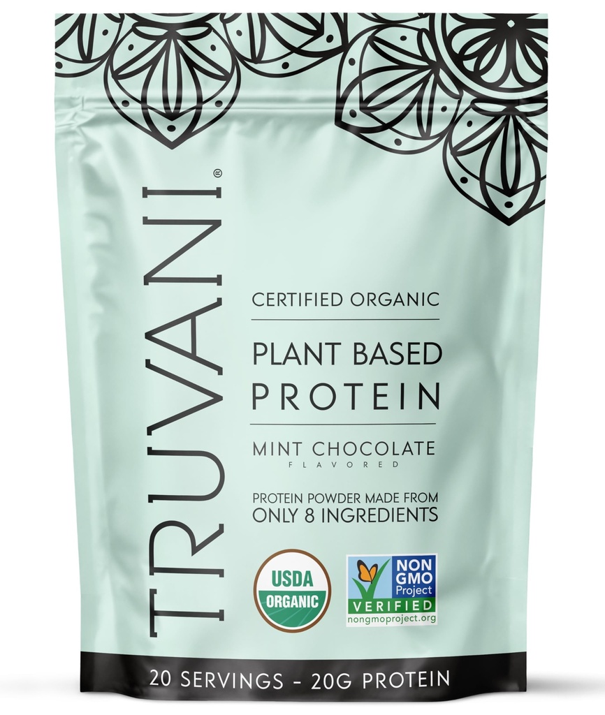 Truvani Vegan Pea Protein Pulver | 20g Organische Pflanzen-basierte Protein | Keto | Gluten & Dairy Free | Low Carb | Nein Hinzugefügt Zucker | Mint Schokolade | 20 Servierungen |