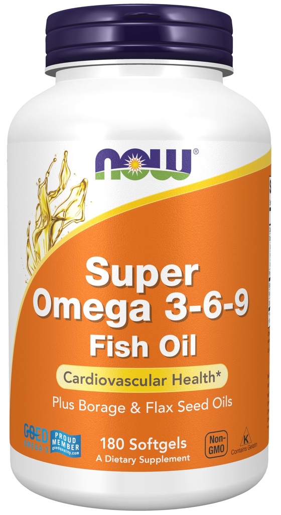 NOW Foods Supplements, Super Omega 3-6-9 1200 mg mit einer Mischung aus Fisch-, Borretsch- und Flachssamenölen, 180 Softgels