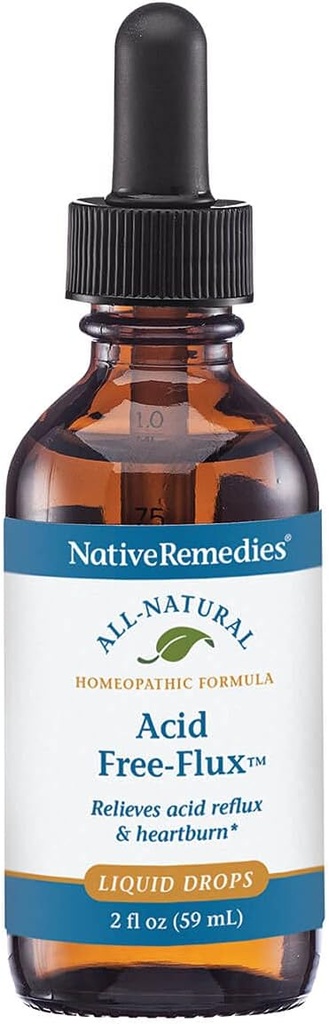 Native Heilmittel Säure Free-Flux - Natürliche homöopathische Heilmittel hält zeitweilig Sodbrennen, Verdauung und Unglück nach Essen - 59 mL