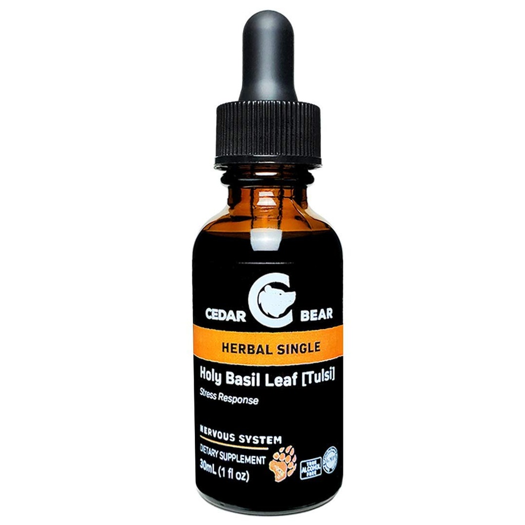 Ours cèdre - Sainte feuille de basilic un supplément à base de plantes liquides C'est une réduction du stress Adaptogène et équilibreur de santé (1 fl oz)
