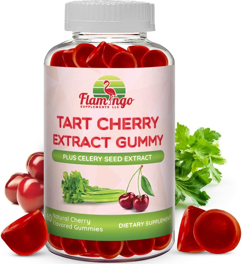 Gommies de cerise de tart (2000mg) avec extrait de cerise (400mg)- Sommeil et articulations- Extrait de cerise de tart Alterative au concentré de jus de cerise de tart, capsules ou poudres - 60 Nombre