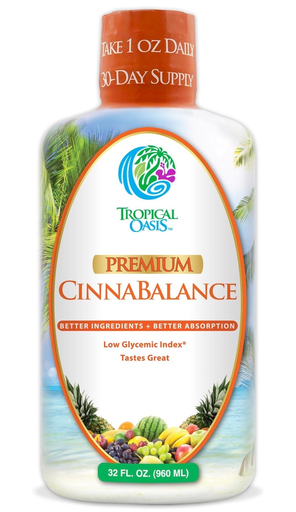 Cinnabalance – supplément de cannelle liquide avec écorce de cannelle, Aloe Vera, racine de gingembre, thé vert et antioxydants - 32 oz, 32 portions