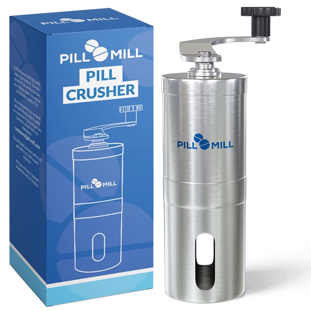 Pill Mill Pille Crusher - Crushes Mehrere Tabletten zu einem feinen Pulver - Metall Pille Grinder - Tablet Pulverizer Geeignet für Reisen - Great Feeding Tube Verwendung und Haustiere