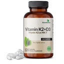 Futurebiotics Vitamin K2 (MK7) mit D3 Supplement - Non-GMO Formel - 5000 IU Vitamin D3 & 90 mcg Vitamin K2 MK-7, 120 vegetarische Kapseln
