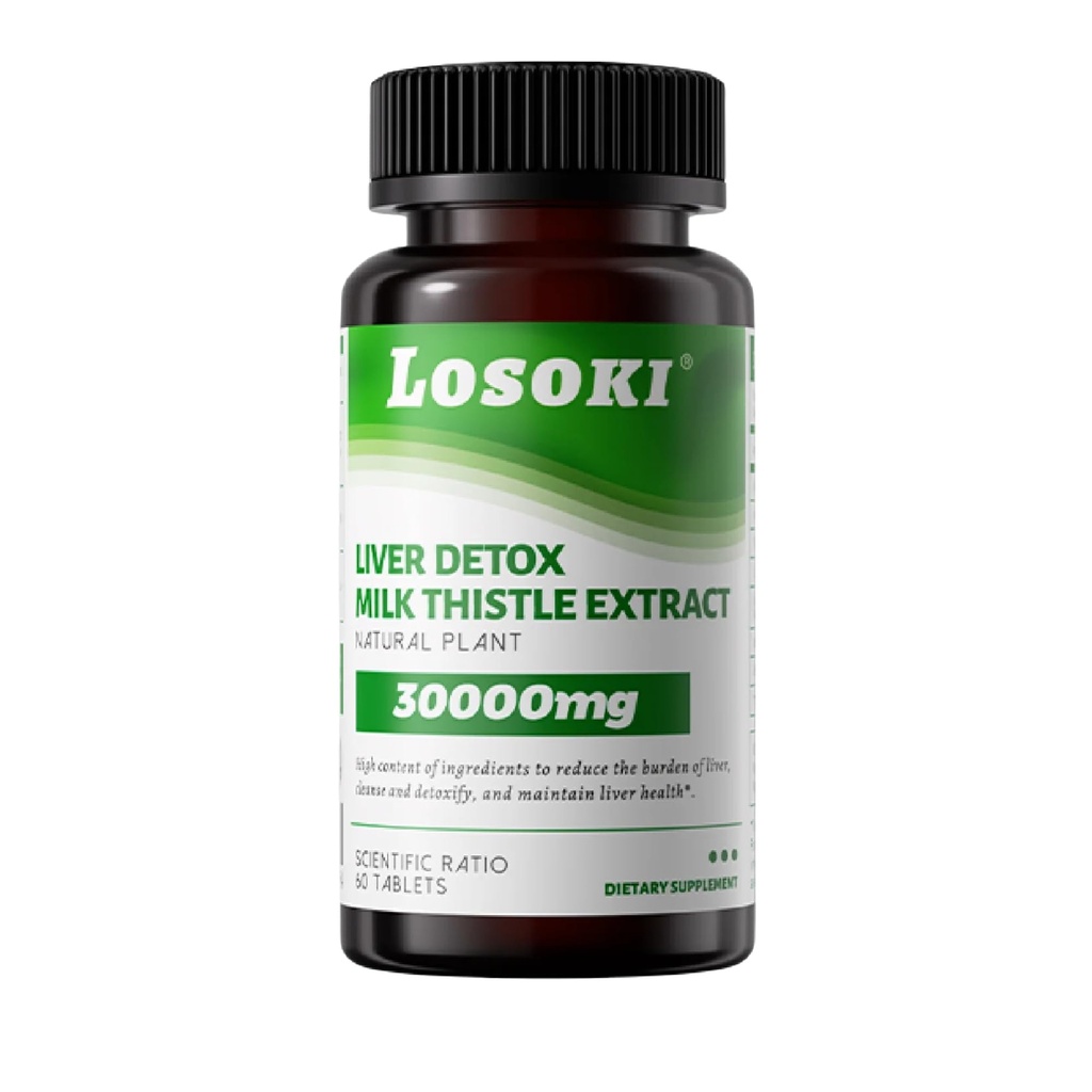 Leber-Detox-Ergänzung, 30.000 mg Milchdistle-Extrakt, Kurkuma, Artichoke & Glutathione – Unterstützt Lebergesundheit & Antioxidans Funktion – 60 Tabletten