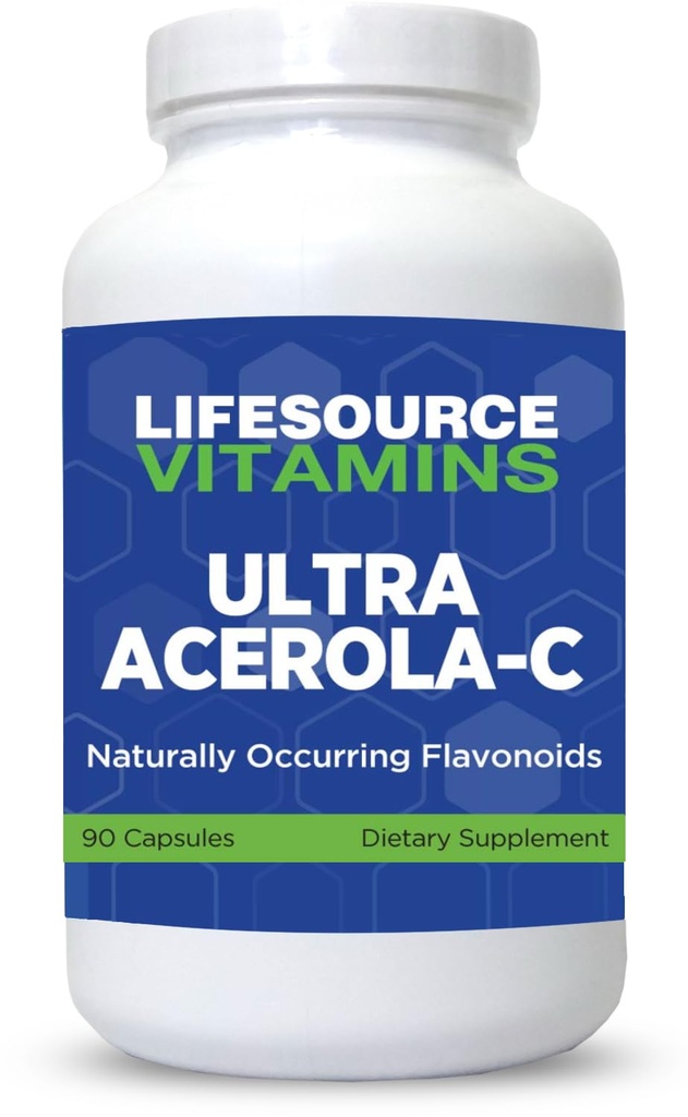 LifeSource Vitamine - Ultra Acerola-C - Acerola Berry Powder 1500 mg - 90 Kapseln - 500 mg Vitamin C pro Portion