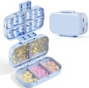 MEACOLIA Dreifache Falten Pille Organizer, 9 Komponenten Reisen Pille Fall mit großer Kapazität, Tägliche Pille Box Kleine Pille Behälter für Vitamin, Kabel Liver Öl, Ergänzungen (blau)