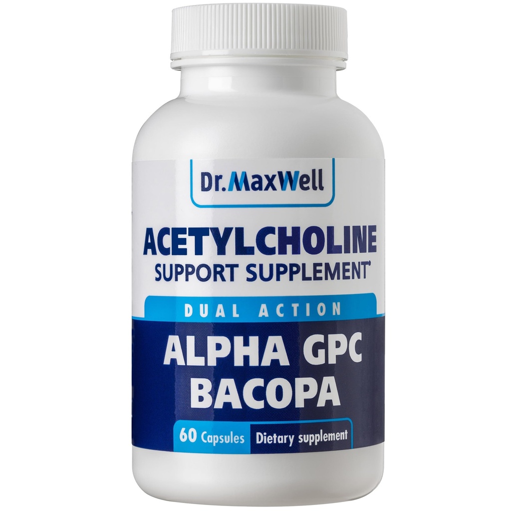 Acetylcholin, Alpha GPC Choline 600mg + Bacopa, besser als jede einzelne. Zuverlässiger Acetylcholin (Supports Memory & Learning) Ergänzung, 60 Kapseln