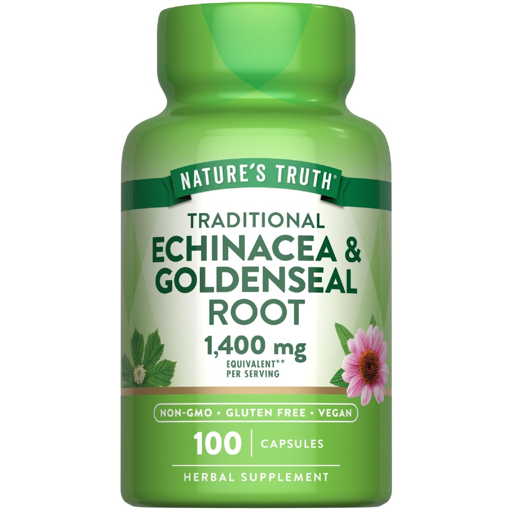 Nature's Truth Echinacea Capsules de seaux d'or de 1400mg.100 Comte.
