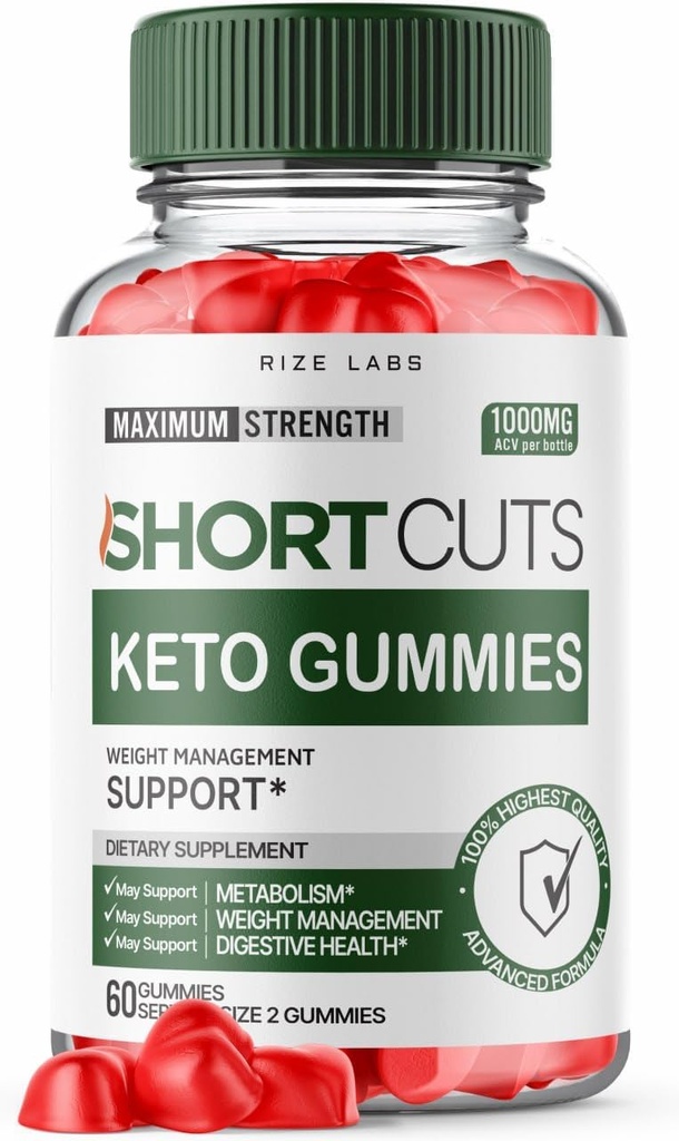 rize labs Shortcuts Keto Gummies für fortgeschrittene Gewichtsverlust, Ergänzung für Energie und Stoffwechsel (60 Gummi)