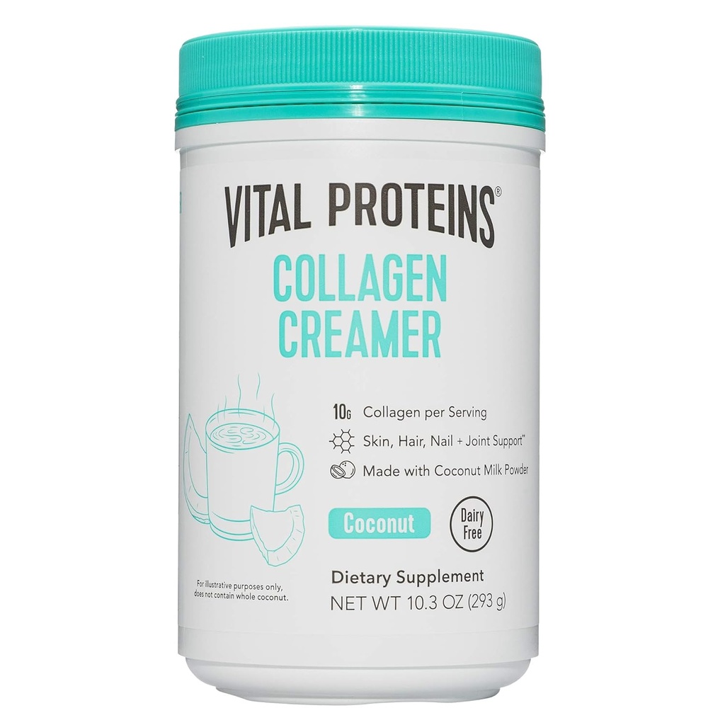Vitalproteine Collagen Coffee Creamer, Non Dairy & Low Sugar Powder mit Collagen Peptides Supplement - Unterstützt gesundes Haar, Haut, Nägel mit Energie-Boosting MCTs - Coconut 10.3oz