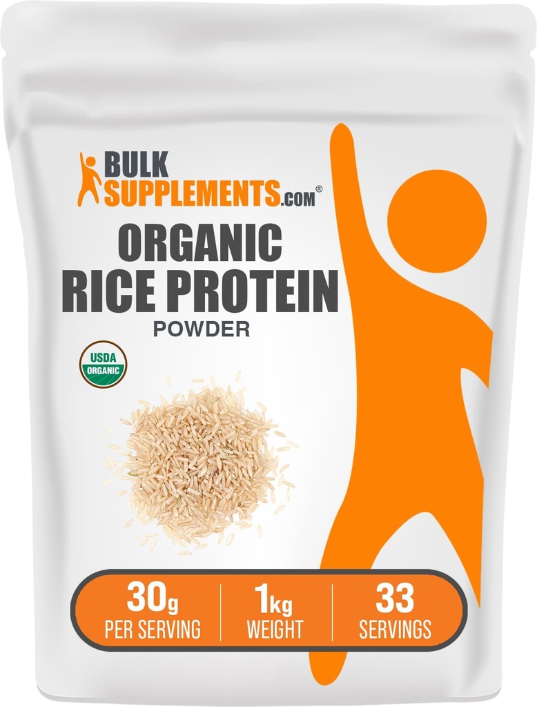 BulkSupplements.com Bio Reisprotein Pulver - Vegan Pflanzenprotein, Unflavored - Vegan & Glutenfrei, 30g pro Servierung, 1kg (2.2 lbs) (Pack von 1)