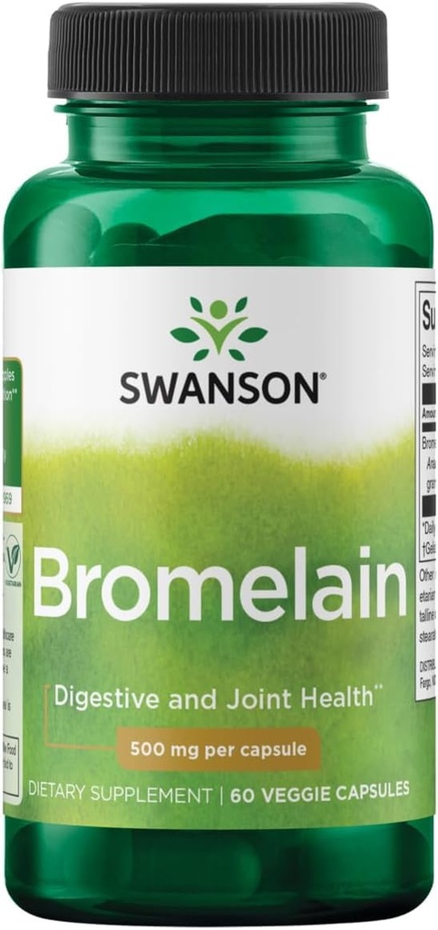 Swanson Maximum Strength Bromelain 1200 Gdu 500 Milligrams 60 Veg Capsules Enzyme