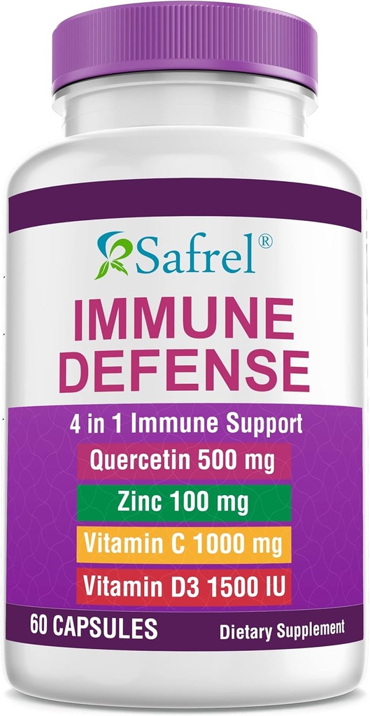 Eichhörnchen starke Immununterstützung, Quercetin 500 mg, Zink Picolinate100 mg, VitamatiC 1000 mg, Vitamin D3 1000 IU, 60 Kapseln, 1 Monat Versorgung | Made in USA | Vegan