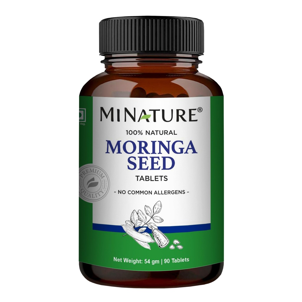 minatura Moringa Seed 90 compresse |1000 mg| 45 giorni Fornitura| Vegan | da India