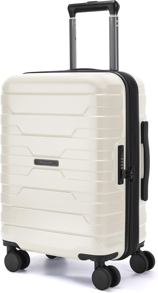 BAGSMART Carry On Gepäck 22x14x9 Airline zugelassen mit Spinner Räder,Leichtgewicht 20 Zoll Gepäck mit TSA Lock,Expandable Hard Shell Carry auf Koffer für Herren Frauen, Weiß