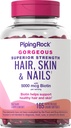 Piping Rock Hair Skin und Nails Vitamine | 165 Softgels | 5000 mcg Biotin Extra Strength | mit Argan und Kokosnussöl | Non-GMO, Gluten Free Supplement