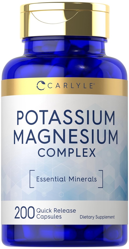 Carlyle Potassium Supplément Magnésium $ 200 Comte $ Non-OGM & Complexe sans gluten