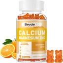 Calcium Magnesium Zink-Gummien mit Vitamin D3 & K2 - Hohe Potenz verbesserte Absorption -60 Orangen-Gummien entflammt