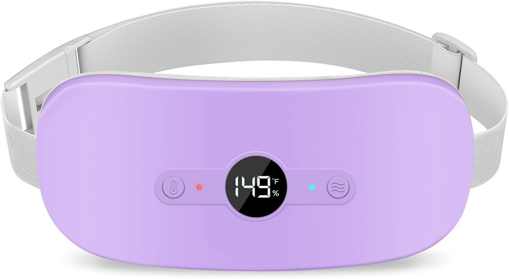 NOWWISH Plaque chauffante pour les crampes d'époque soulagement de la douleur, portable sans fil électrique plaque chauffante rechargeable avec 6 niveaux de chaleur et 6 modes de massage, Cadeaux de Noël pour les femmes adolescentes, violet