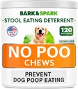 BARK&SPARK NO Poo Treats - Prevenire Cane Poop Mangiare - Trattamento Coprofagia - Sgabello Mangiare Deterrent - Probiotici & Enzimi - Salute Digestiva + Respirante - 120 Soft Chews - USA Made - Liver