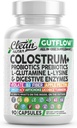 Pulire Nutraceuticals Colostrum Supplemento Capsule Probiotici Pillole Prebiotici, L-Glutamina, Enzimi Digestivi, Folato, Fibra, ACV, Turmerico, Pectin di Mele e Pillole Turche