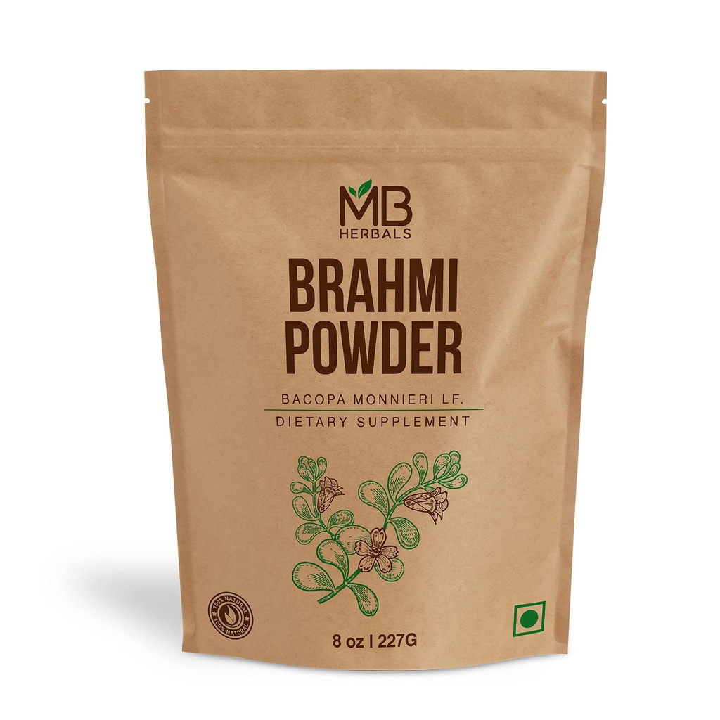 MB Herbals Pure Brahmi Poudre 8 oz, 227g 0,5 lb, Bacopa Poudre