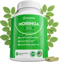 Rosabella Moringa Capsules - Pure Moringa Poudre, Énergie, Peau, Immune et Gut Santé Superfood, Riche en antioxydants, Vitamines essentielles et acides aminés, Supplément naturel vert Superfood - 60 Compte