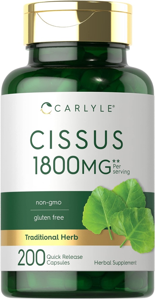 Carlyle Cissus Quadrangularis 1800mg | 200 capsule | Integratore di erbe tradizionali | Formula Non OGM e Gluten Free