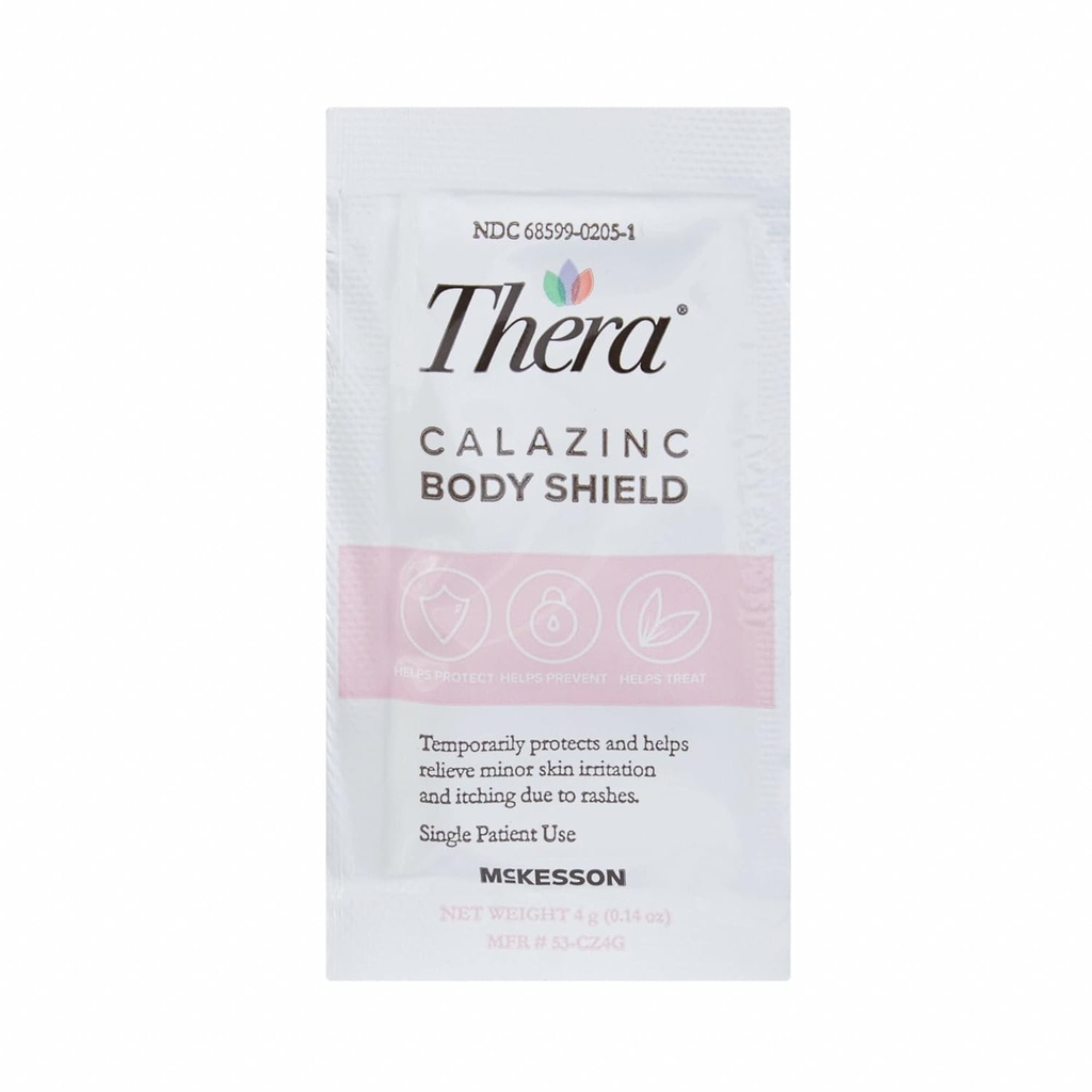 Thera Calazinc Body Shield, Calamine mit Zinkcreme [144 Packungen insgesamt] -Skin Barrier Salbement für Eczema, Psoriasis, Diaper Rash - Individuelle Pakete, 4 g Packet
