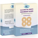 Feuilles de cicatrices de silicone pour les cicatrices chirurgicales mammaires de réduction mammaire, d'augmentation mammaire, d'amélioration mammaire, de levage ou de mastectomie post-opératoire - Réutilisable et confortable sous le soutien-gorge post-opératoire