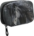 Fustylead Bella Cavallo Nero con Long Mane Pill Organizer Case con Zipper 2 volte al giorno per la vitamina e supplemento, 7 giorni organizzatrice medicina