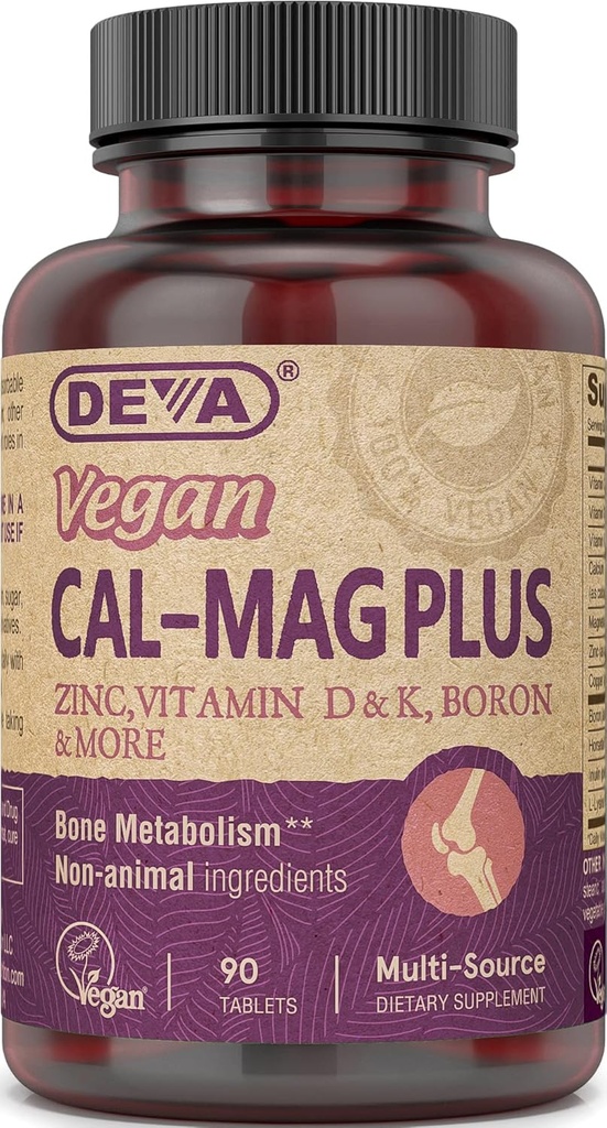 DVA Vegan Calcio Magnesio Supplemento, Plus Zinco, Vitamine C, D & K, Boron, 90 compresse