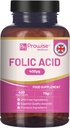 Compresse di acido folico 400 mcg - 400 Compresse di vitamina B9 Vegan | 13 mesi di alimentazione | Cura della gravidanza della vitamina B9 | Funzione normale del sistema immunitario e della crescita del tessuto materno durante la gravidanza | UK Made – Prowise