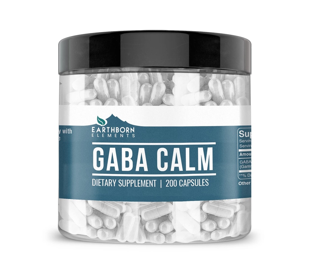 Éléments terriens GABA (acide aminobutyrique) 200 capsules, pures et non diluées, sans additifs