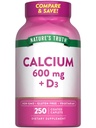 Natur Wahrheit Kalzium 600mg mit Vitamin D3 | 250 Kapseln | Kalziumkarbonat | Vegetarisch, Non-GMO & Gluten Kostenlose Ergänzung