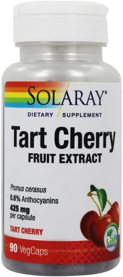 SOLARAY Tart Cherry Fruit Extract 425mg | Livelli sani di acido urico e supporto congiunto con Anthocyanins | 90ct, 45 Serv.