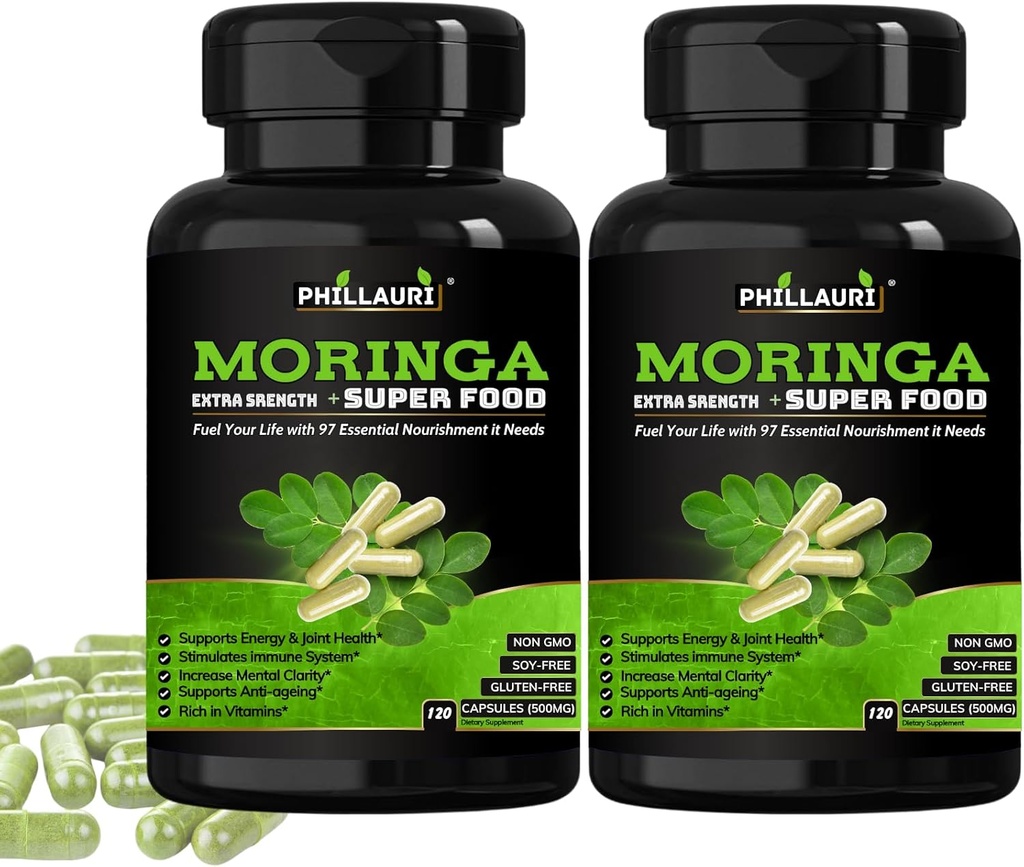 Estratto di chicco di caffè verde | Nutrient Himalayan Leaf Supplemento | 120 Count Moringa Capsule | Moringa Foglie derivate da Pure Moringa Powder 240 Count (Pack of 2)