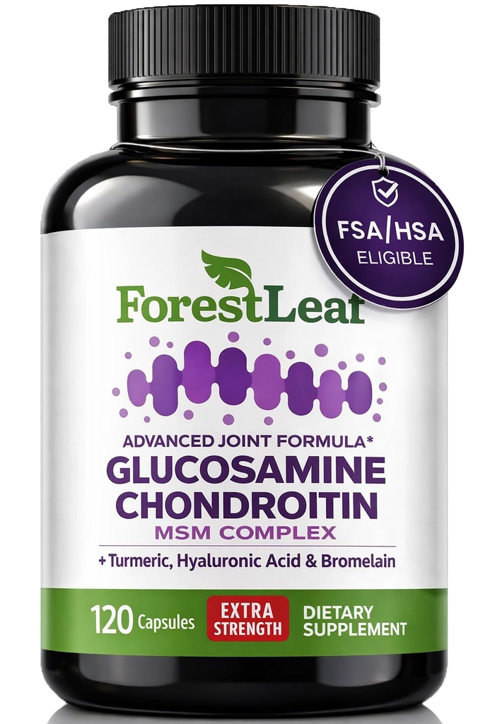 Glucosamin Chondroitin MSM Complex Supplement - Triple Strength 1200mg Joint Support Supplement für Damen und Herren mit Kurkuma, Hyaluronsäure und Bromelain für Muskelflexibilität - 120 Caps