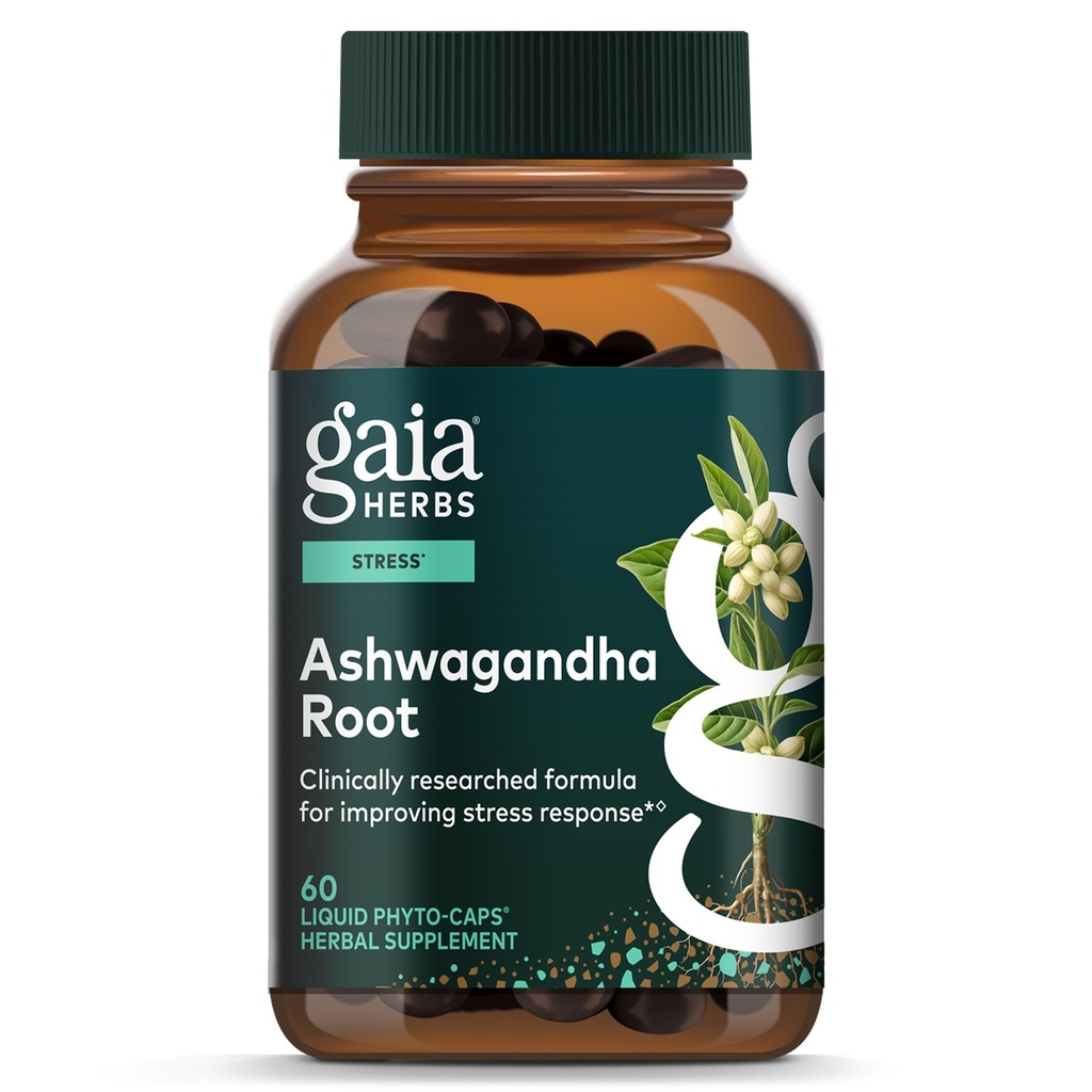 Gaia Herbs Ashwagandha Root - Stress Relief & Sleep Support Supplement - Supporti livelli di energia bilanciati & Positive Outlook* - 60 Vegan Liquid Phyto Capsule (30-Day Supply)