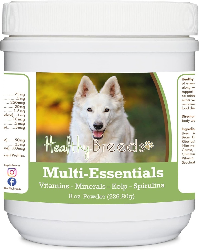 Pastore Tedesco, Bianco, Polvere Multi-Essential per Cani - un integratore ideale di vitamine, minerali e antiossidanti per il vostro cane - 8 oz