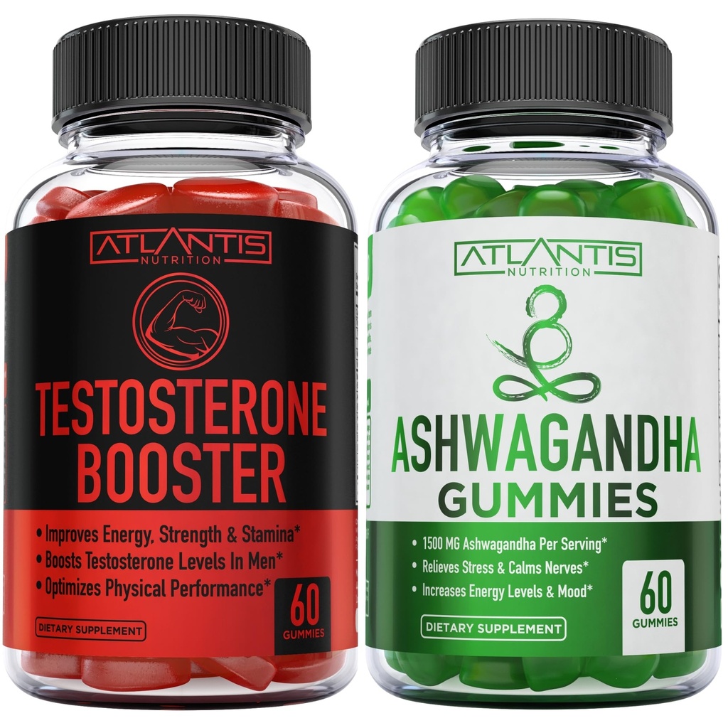Atlantis Nutrition Testosteron Booster 2-Pack (120 Gummi) + Ashwagandha 60 Gummi