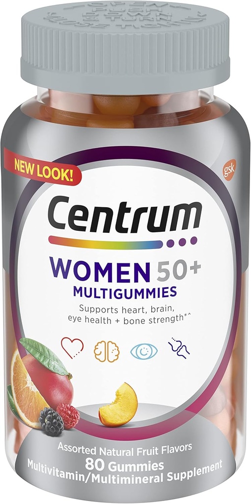 Centrum MultiGummies Gummy per le donne 50 Plus, con vitamina D3, B6 e B12, Multivitamin/Multimineral Supplement - 80 Count
