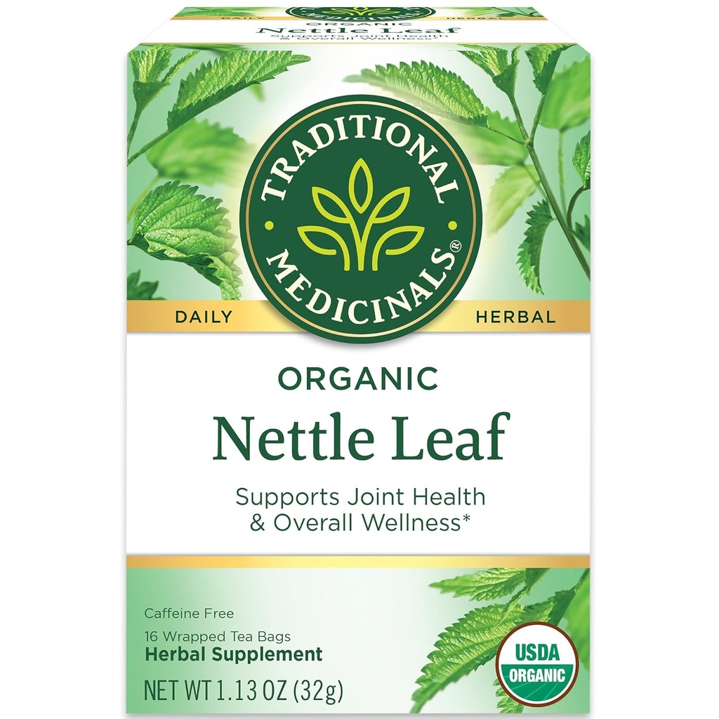 Traditionelle Medicinals Organic Nettle Leaf Kräutertee, Unterstützt Gelenke Gesundheit & Gesamt Wellness, (Pack von 2) - 32 Teebeutel insgesamt