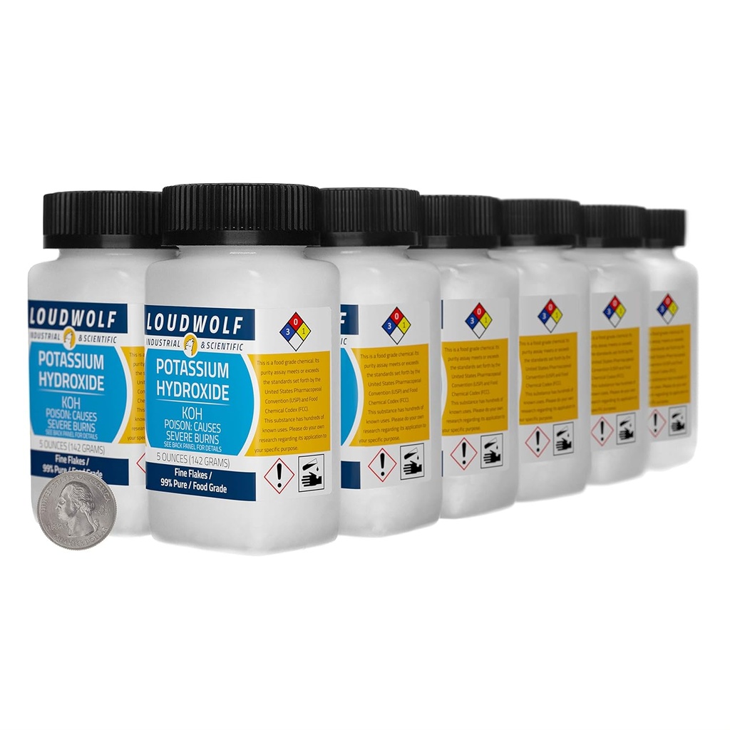 Idrossido di potassio / 3.8 Pounds / 12 bottiglie / 99% Pure Food Grade/Fine Flakes