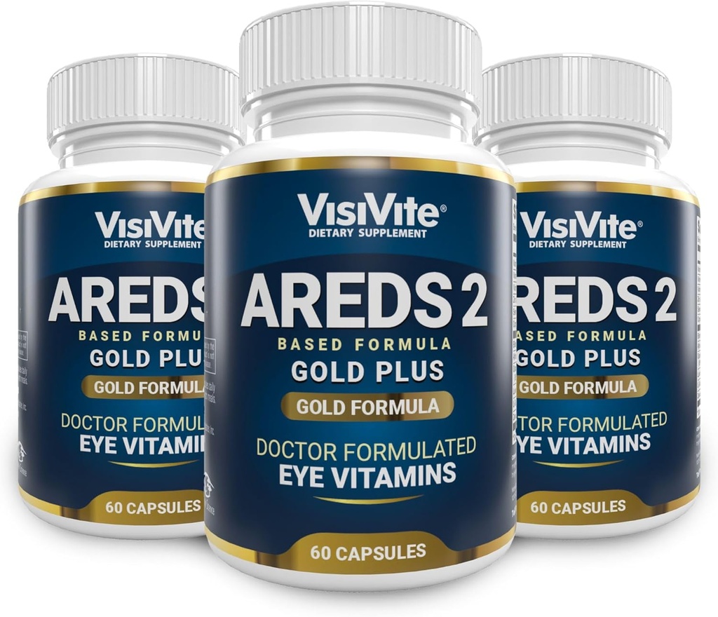 Medico formulato AREDS 2 Plus Vitamine Occhiali con Zeaxanthin Plus Lutein - Estratto di semi di mirtillo e uva - Formula di salute maculare - Capsule di supplemento di occhio 60