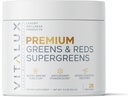 VITALUX || #1 Valutato Premium Greens & Reds Superfood Powder || Funzione Immune, Aggiunti Antiossidanti, Caricato w / Enzimi Digestivi | 17 potenti ingredienti | 3rd Party Tested, Vegan + USA Made - 28 giorni